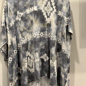Cotton Bleu Aztec Print Short Sleeve Hoodie